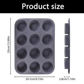 Fchil Mini Muffin Pans Silicone Molds 12 Cups Nonstick Cupcake Pan for Baking Egg Bites Muffins Tart Bread Candy Silicone Bakeware Dishwasher & Microwave Safe