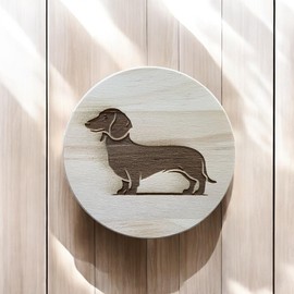 Ashton and Finch Dachshund Coaster – Wooden Dachshund Gift – Handcrafted Wooden Coaster for Dog Lovers