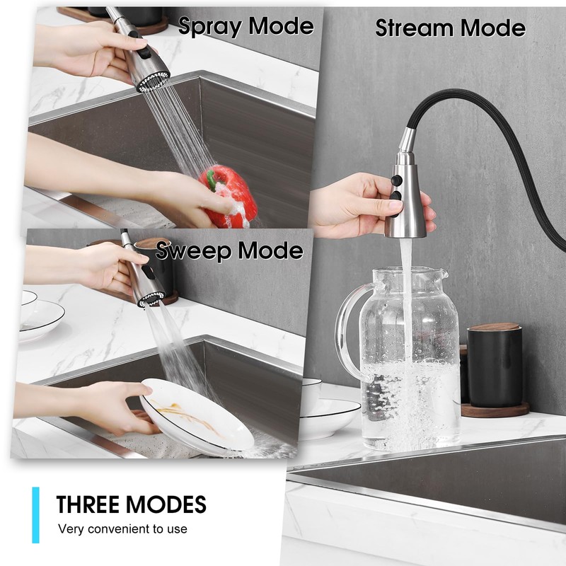 CREA Kitchen Faucet,Kitchen Faucet with Pull Down Sprayer,RV Kitchen Sink