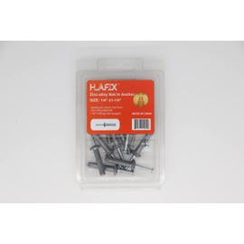 HLAFIX Fastener Zinc-Alloy Nail in Anchor 1/4”x1-1/4”, Mushroom Head, Flat Point, 15pcs in Blister Package