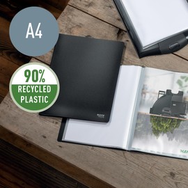 Leitz 46770095 A4 Display Book with 40 x 80 Sheets 100% Recyclable Eco Friendly Recycled Series Black