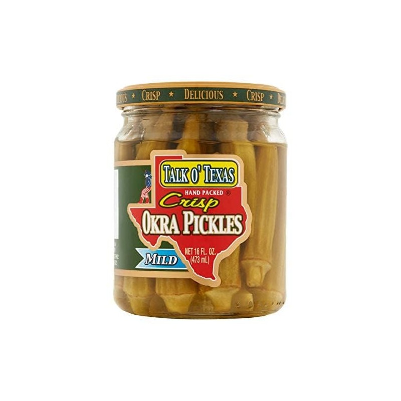 Talk O' Texas Crisp Okra Pickles Mild 16 Oz (Pack