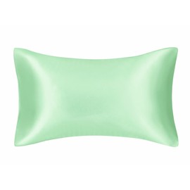 FLCA Mulberry Silk Pillowcase for Hair and Skin,Both Side Mulberry Silk, 1pc (Light Green, Standard 50x75cm)
