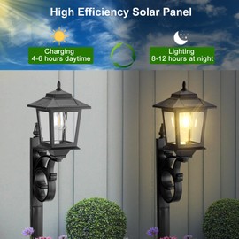 Melunar Outdoor Flower Pots 2 in 1, Solar Post Lamps Waterproof, Solar Lamp Post Lights, Outdoor Decorative Lamp for Garden, Patio, Front Porch, Back Door, Warm White. （Flower Pots Included）