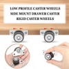 Lexziuo 8PCS Small Side-Mounted Drawer Caster Wheels, Mini Low-Profile, Rigid