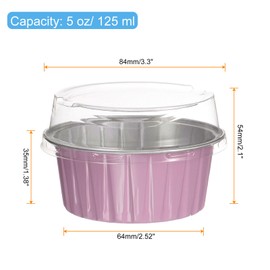 HARFINGTON 25Pcs Baking Cups with Lids 5oz Aluminum Foil Liners Mini Disposable Containers Cups Holder Cases Boxes Pans for Dessert Wedding Party, Pink