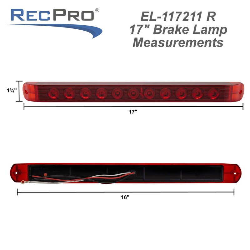 LONG HAUL 2 Pcs 17 Inch Red LED Truck Trailer