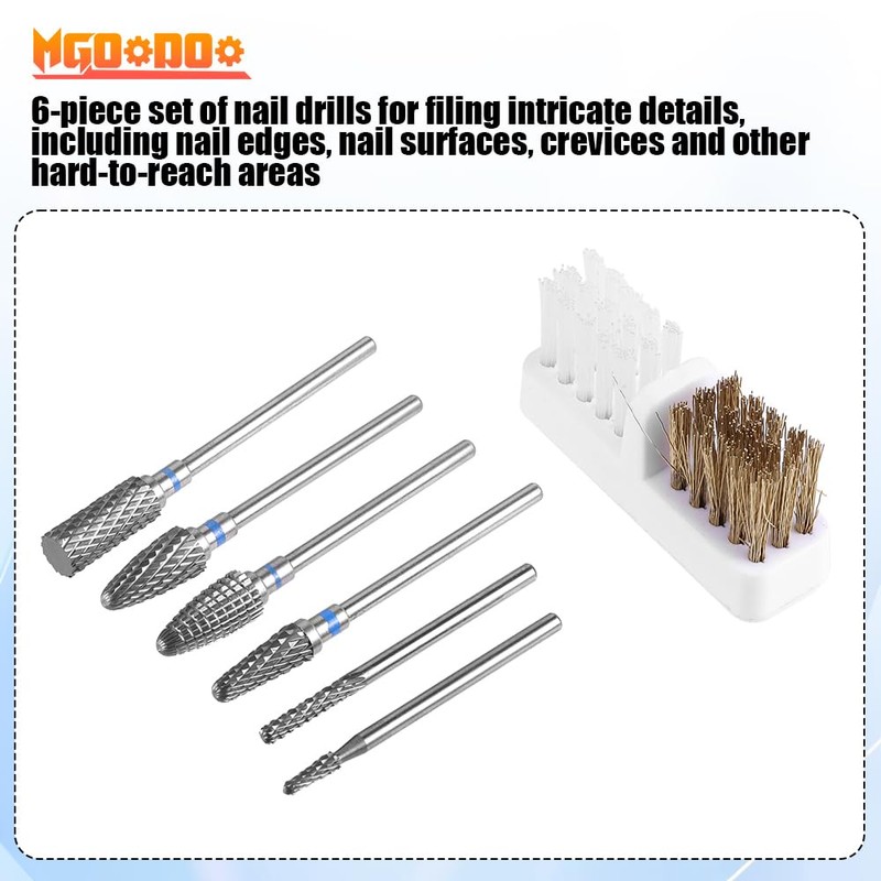 Mgoodoo 6PCS Nail Drill Bits, 3/32'' Efile Nail Drill Bits,
