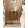 AEPOALUA Nightstand,Morden Bedside Table with Gold Frame,Small White Night Stand,End