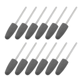 uxcell 12pcs 120 Grits Abrasive Mounted Stone 2.35mm Shank 2/5"(10mm) Dia Conical Heads Stone Grinding and Polishing Wheels for Nail Polishing