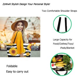 ZzWwR Boho Luxurious Gold Lotus Flowers Extra Large Canvas Shoulder Tote Top Storage Handle Bag for Gym Beach Weekender Travel Reusable Grocery Shopping