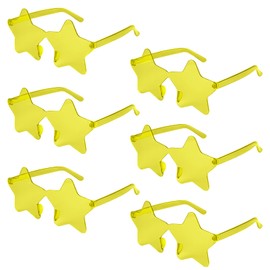 NACHLYNN 6 Pcs Rimless Star Shaped Sunglasses Yellow Pentagram Glasses Transparent Sunglasses Thanksgiving Day Party Favor