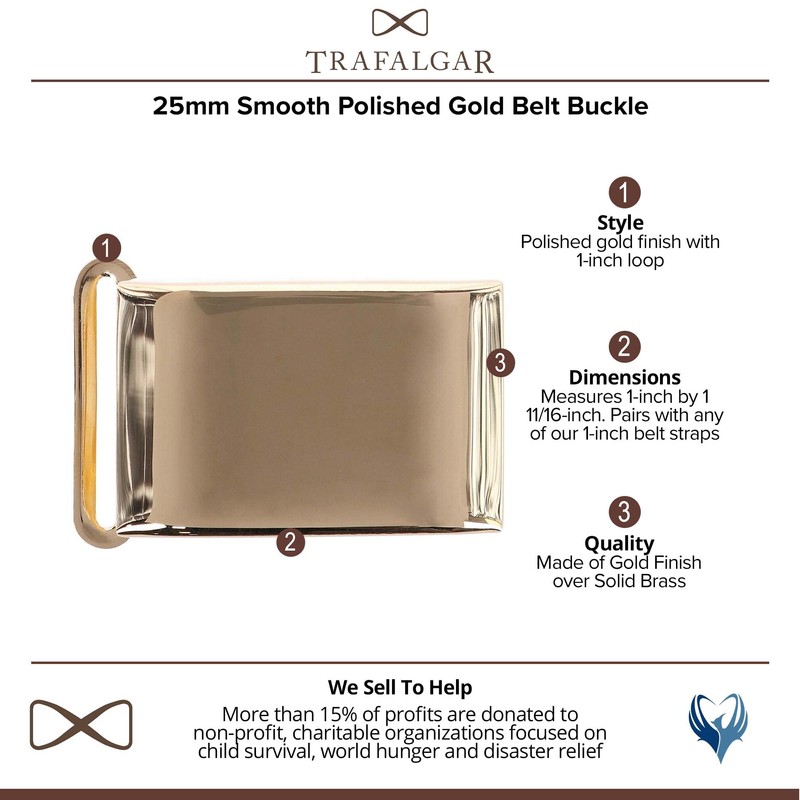 Trafalgar Men's 25mm Smooth Polished Finish Compression Belt Buckle, Polished