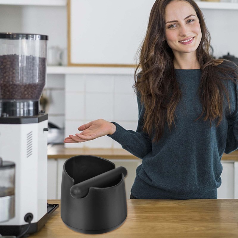 Espresso Knock Box, Black Coffee Knock Box, Round Coffee Bin,