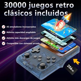LIKYO Consola de Videojuegos Retro Portátil 256GB + 30000 Juegos Clásicos Retro Portátil Consola de Videojuegos Retro Portátil (Azul)