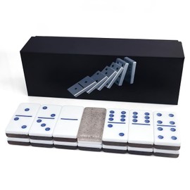 IDTQ Transparent Black Dominoes Set for Adults - Classic Double 6 Dominoes with 28 Tiles - Sleek Dark Tones Board Game for Game Nights & Gifts