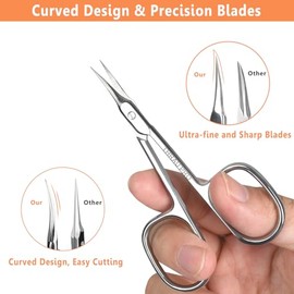 THRAU Tijeras para Cutículas Extrafinas para Mujeres Y Hombres, de Acero Inoxidable con Cuchillas Puntiagudas Precisas para El Cuidado, Manicura, Pedi