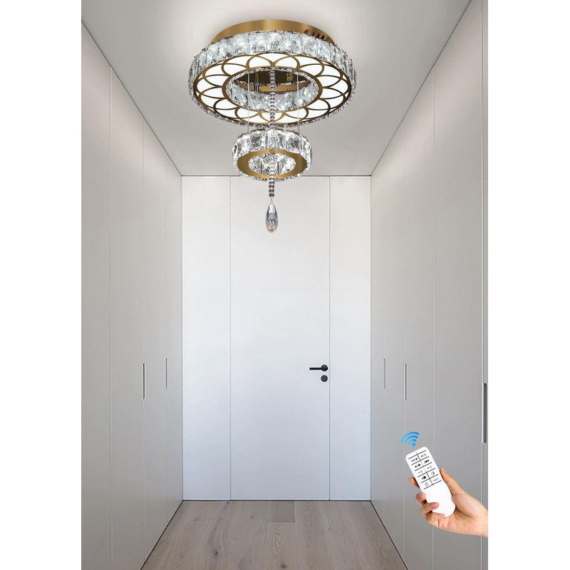 Flashing God Dia 12" Crystal Mini Chandelier Crystal Gold Ceiling