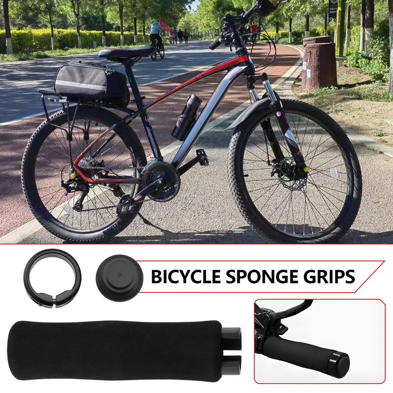 EMSea 1 Pair Foam Handlebar Grips Single Locking Bicycle Handlebar
