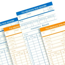 100-Piece Time Cards for Employees, Monthly Time Cards 2-Sided, 2-Color Timecards for Time Clocks, Blue/Orange Print, 7-3/8 x 3-3/8 Inch