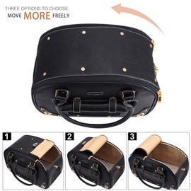 PetsHome Dog Carrier Purse, Pet Carrier, Waterproof Premium Leather Pet Travel Portable Bag Carrier for Cat and Small Dog Home & Outdoor Medium Black