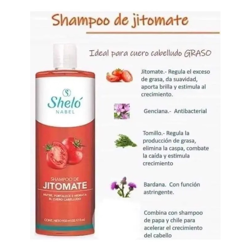 Shampoo Jitomate Crece Cabello Suaviza Shelo Nabel 950ml