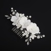 Teyglen Bride Wedding Hair Comb White Flower Pearl Hair Piece