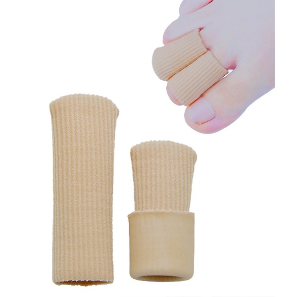 SOHLER 6 Packs Closed Toe Caps Finger Covers Sleeve Protectors, Stretchable Fabric Lined with Soft Gel (Small 3/8"x 2-1/2")