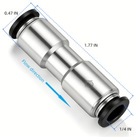 Closmos Pneumatic Push to Connect Fitting Check Valve 1/4" OD x 1/4" OD One-way Valve Pack of 2
