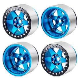 2.2 RC Rock Crawler Wheel Rim Aluminum Beadlock Wheel Hub for AXIAL WRAITH 90048 RR10 (Blue + Black 4pcs)