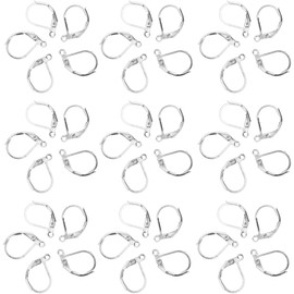 iplusmile 100 Piezas Ganchos Aretes Franceses de Palanca, Base de Aretes Tipo D para Hacer Joyería, Pendientes de Cobre Hipoalergénicos para Bisutería DIY, Color Plata