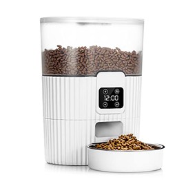 Automatic Cat Feeder, 3.5L Pet Feeder with Dual Power Supply Auto Cat Dry Food Dispenser Dog Automatic Feeder with Desiccant & Stainless Steel Bowl