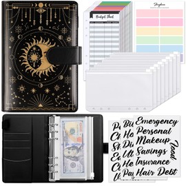 SKYDUE Budget Binder with Zipper Cash Envelopes Black