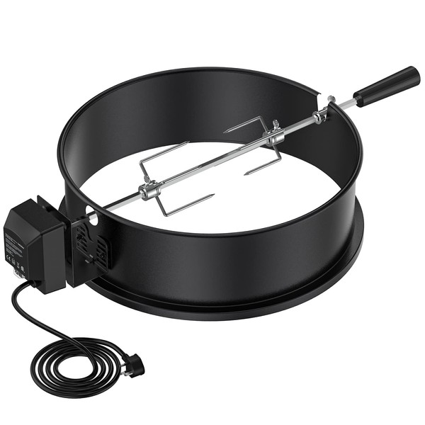 onlyfire Upgrade Chrome Plated Steel Rotisserie Ring Kit for Weber 18 Inch Kettle Charcoal Grills