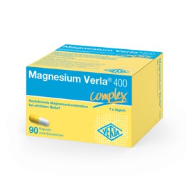 Magnesium Verla 400 Capsules - High Dose Magnesium Citrate & Magnesium Oxide, with Increased Magnesium Requirements, 400 mg per Capsule, Taking Only Once Daily, Vegan, Sugar, Gluten & Lactose Free, Pack of 90