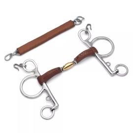 Cavalon Pelham Lozenge Leather Covered Curb Bit - 5"