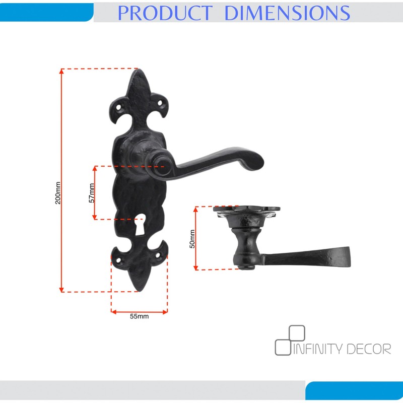 Infinity Decor Antique Black Fleur De LYS Pattern Lever Door