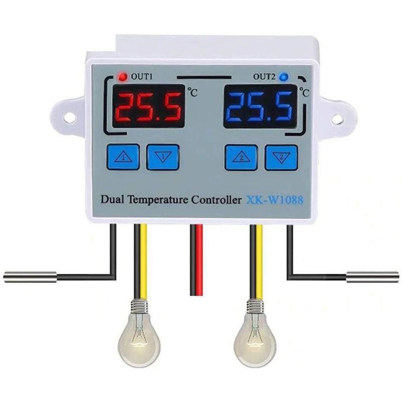 110-220V Digital Dual Temperature Controller LED Celsius Thermostat Regulator Heating