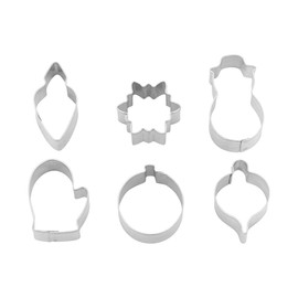 Wilton 2308-0-0225 6PC Christmas Cookie Mold Icing Christmas Tree Cutter Icing Gingerbread Tree Mini Cutter Set