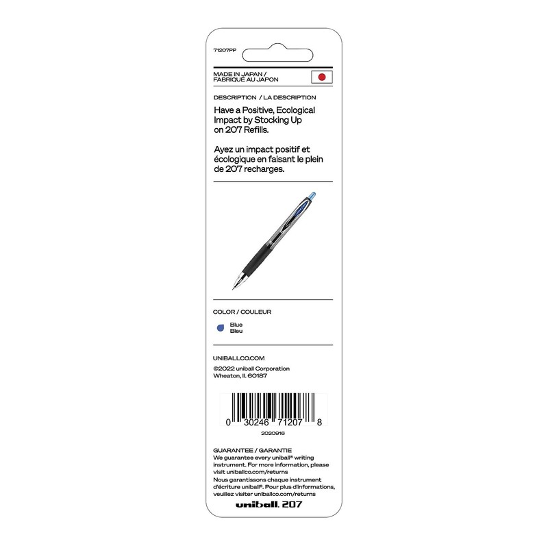Uni-Ball Signo 207 Gel Pen Refills, 0.7mm, Medium Point, Blue