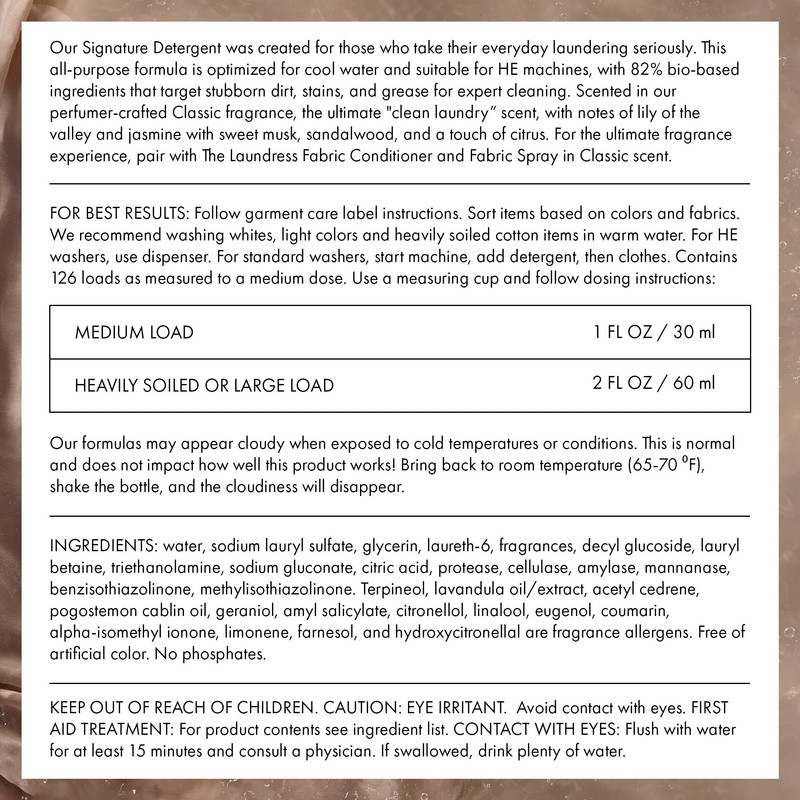The Laundress Luxury Laundry Detergent, Gallon Pump, 126 Loads, Scented