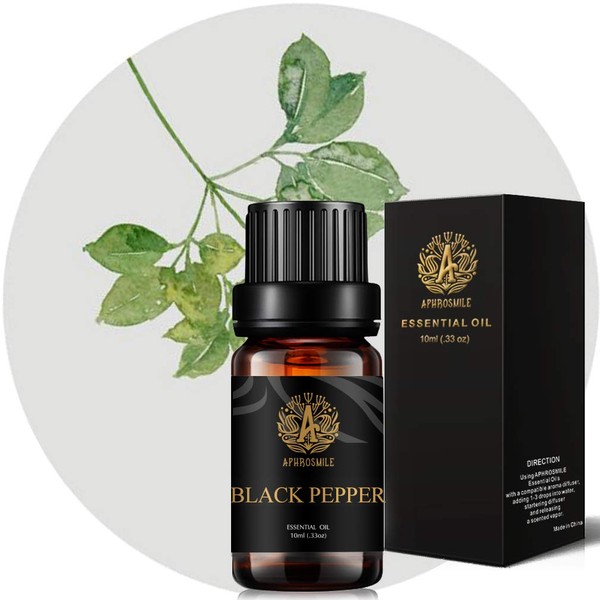 Aromatherapy Black Pepper Essential Oil for Diffusers, 10 ml, 100% Pure Black Pepper Essential Oil for Skin & Hair Care, Therapeutic Grade Black Pepper Essential Oil for Humidifier