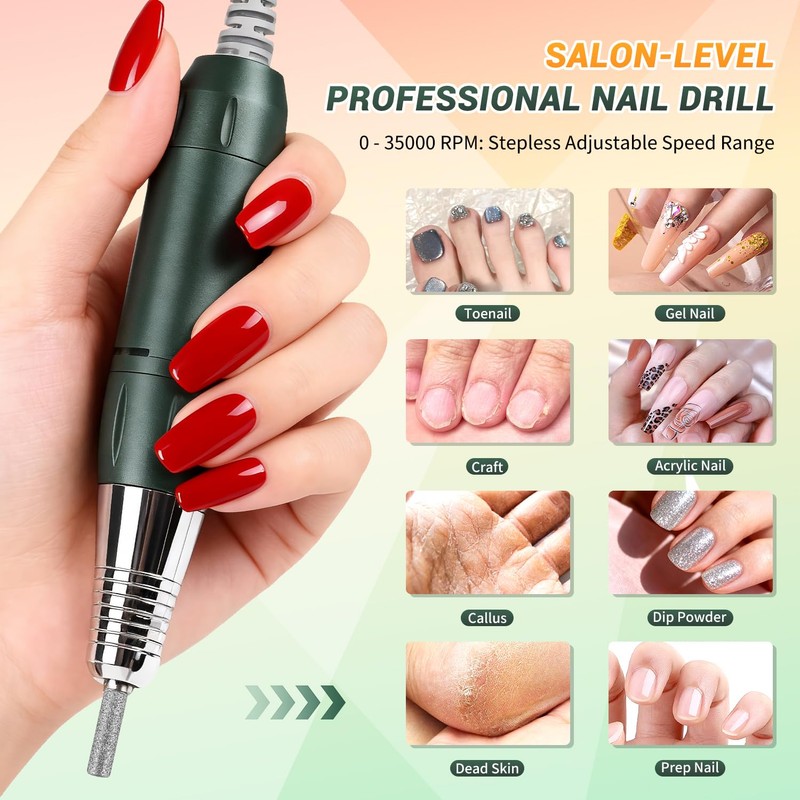 Professional Rechargeable Nail Drill 35000 RPM, SG707 Electric Nail File