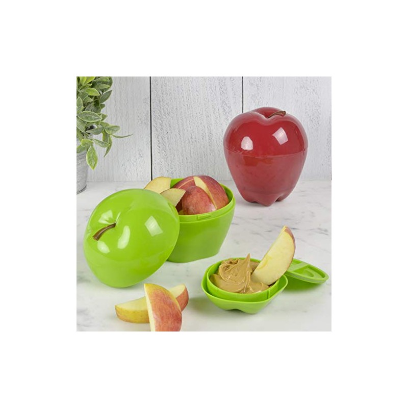 Hutzler Apple & Dip To-Go Lunch Snack Storage Container, Green