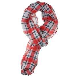 VIVIAN & VINCENT Soft Light Weight Christmas Holiday Plaid Tartan Sheer Infinity Scarf Red