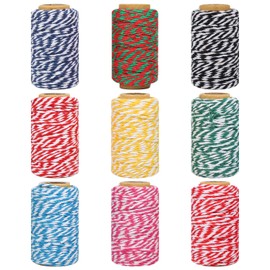 9 Colors Christmas Twine Cotton 2 mm String Rope Cord for Gift Wrapping Arts Crafts Party Decorations Gardening,9 Rolls