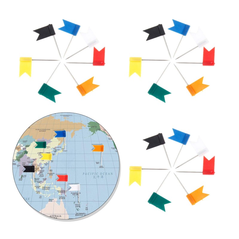 100pcs Flag Pins Map Tracking Carafe Drawing Supplies School Mixed