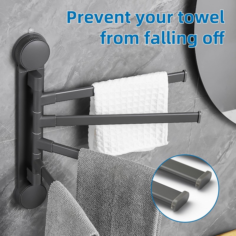4-Arm Swivel Towel Rack, Zynuhmo 4 Tiers Adjustable Suction Cup