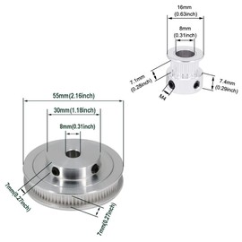 Befenybay 2Kit 2GT Synchronous Wheel 20&80 Teeth 8mm Bore Aluminum Timing Pulley with 2pcs Length 250mm Width 6mm Belt (20-80T-8B-6)