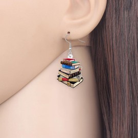 YAYAKO Acrylic Funny Book Earrings Dangle Bookshelves Jewelry Back to School Gifts for Teachers Women (Books)